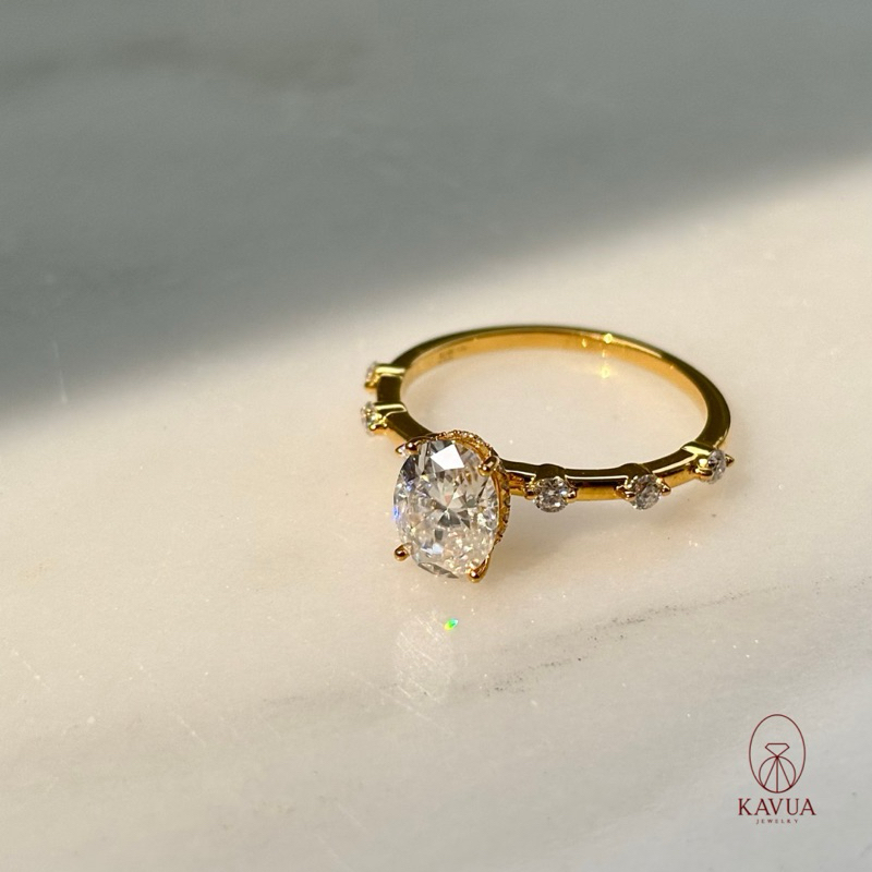 (Pelunasan) Custom Ms HS - 1.5ct Oval Moissanite Ring Gold 18K - Kavua Jewelry