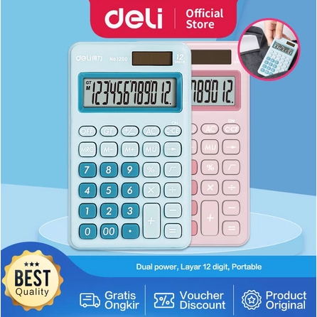 

Deli Desktop Calculator / Kalkulator Meja Mini Portable Dual Power Lucu 1200