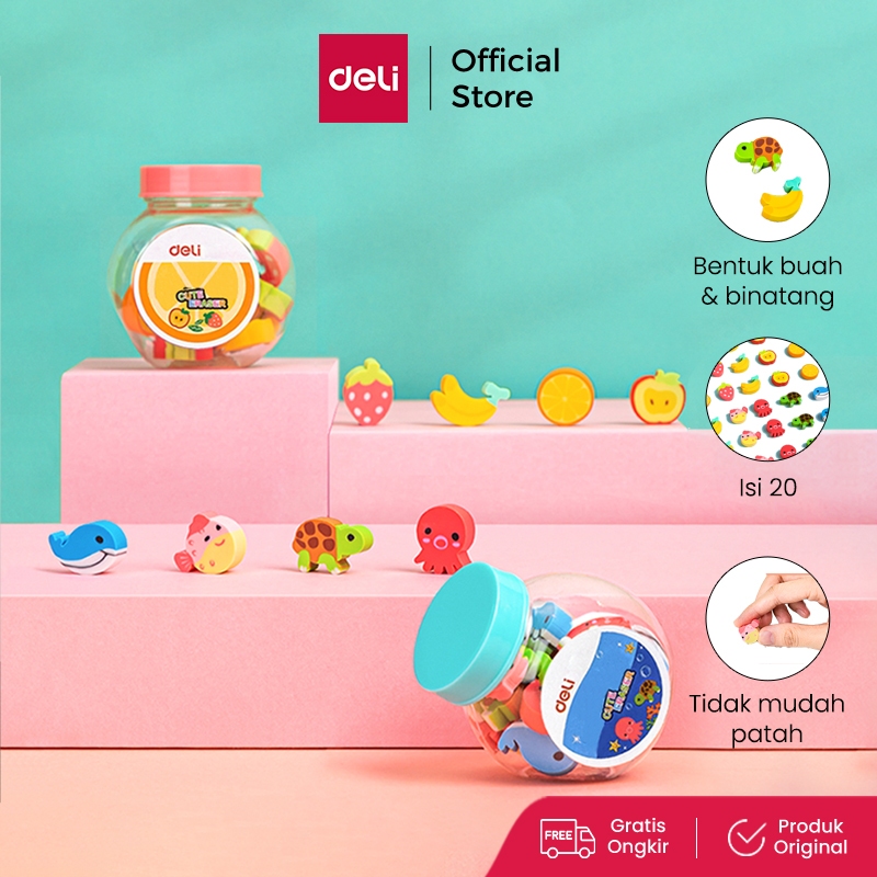 

Deli School Eraser / Penghapus Hapusan Buah dan Binatang Lucu isi 20 7533
