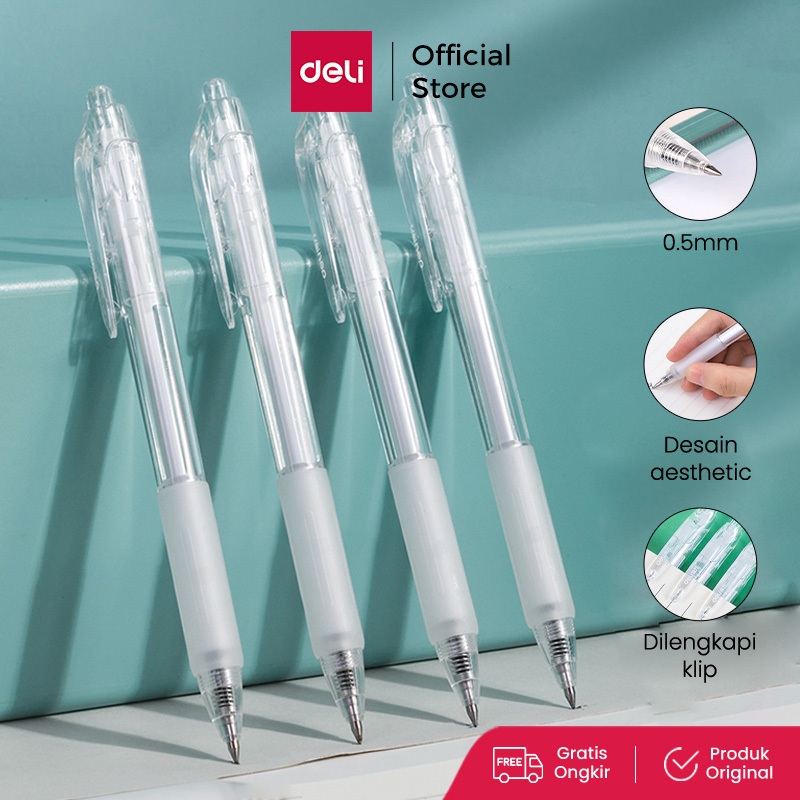 

Deli Gel Pen Pulpen Gel Retractable Tinta Hitam 0.5mm A057B-01