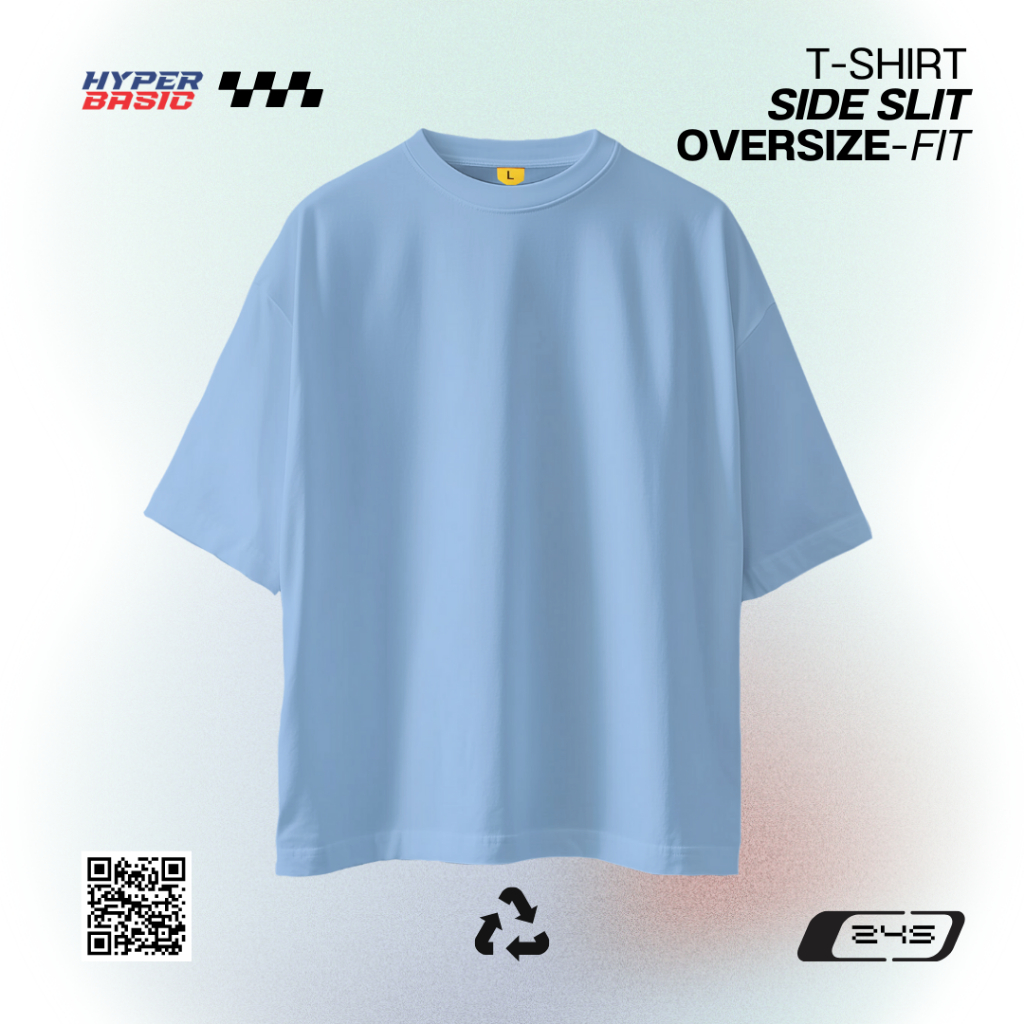 𝐇𝐲𝐩𝐞𝐫𝐛𝐚𝐬𝐢𝐜 Baju Kaos Polos Oversize Belah Samping Tanpa Saku Bahan Katun Combed 24s Pria Wanita Warn