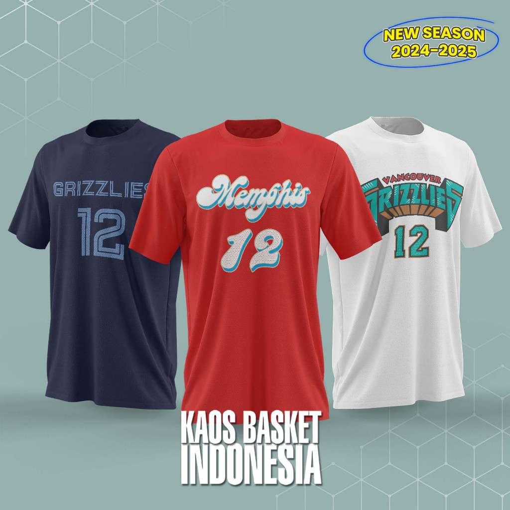 Baju Basket Kaos NBA T shirt Memphis Grizzlies No 12 Ja Morant Kaos NBA Tshirt Basketball