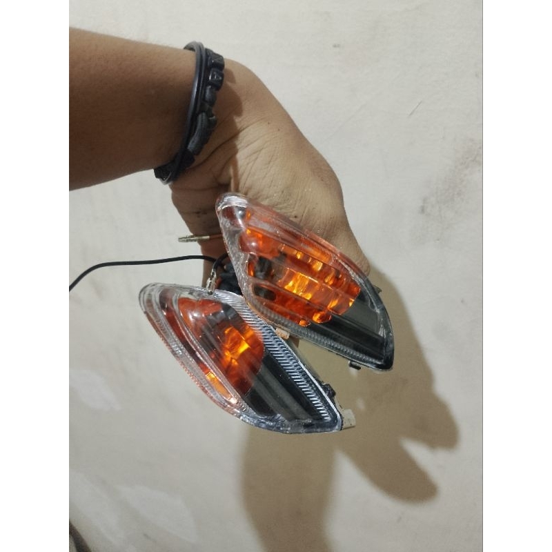 Lampu Sen Sein Reteng Depan Vega R Lama F1ZR Custom Hitam Oranye Fullset Sepasang Kanan Kiri