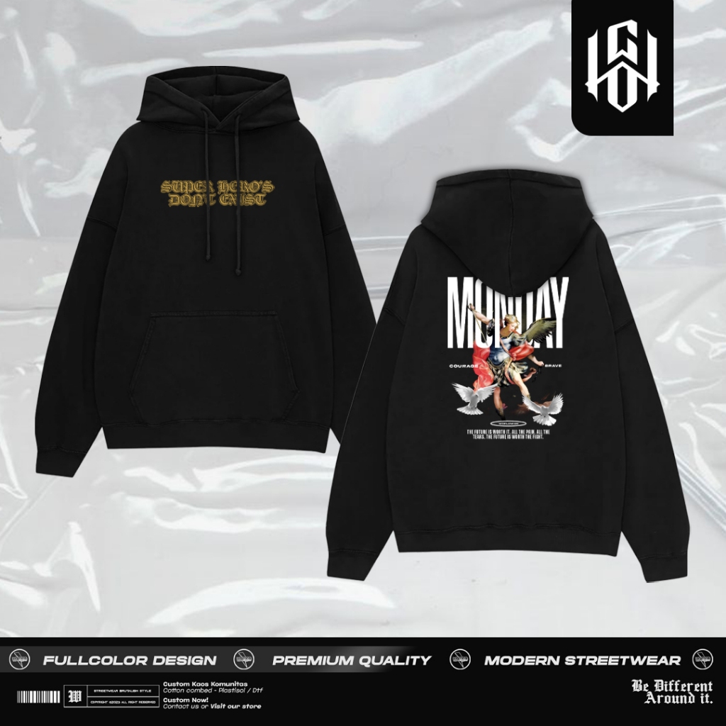 Hoodie Pria Wanita kekinian Sweater Hitam