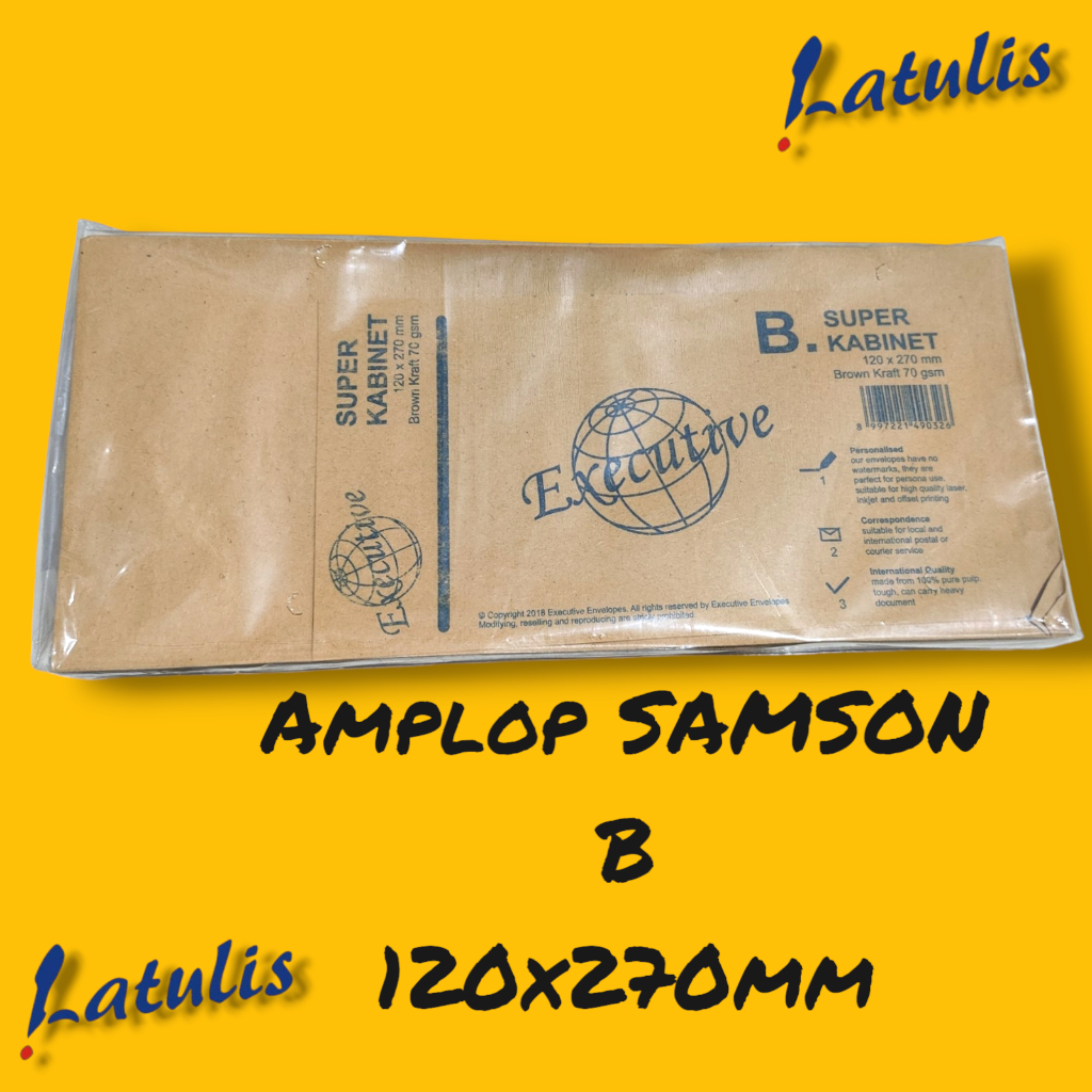 

(100PCS) AMPLOP SAMSON EXECUTIVE / 1 PACK UKURAN A, B, C, D, E AMPLOP COKLAT SIZE KABINET