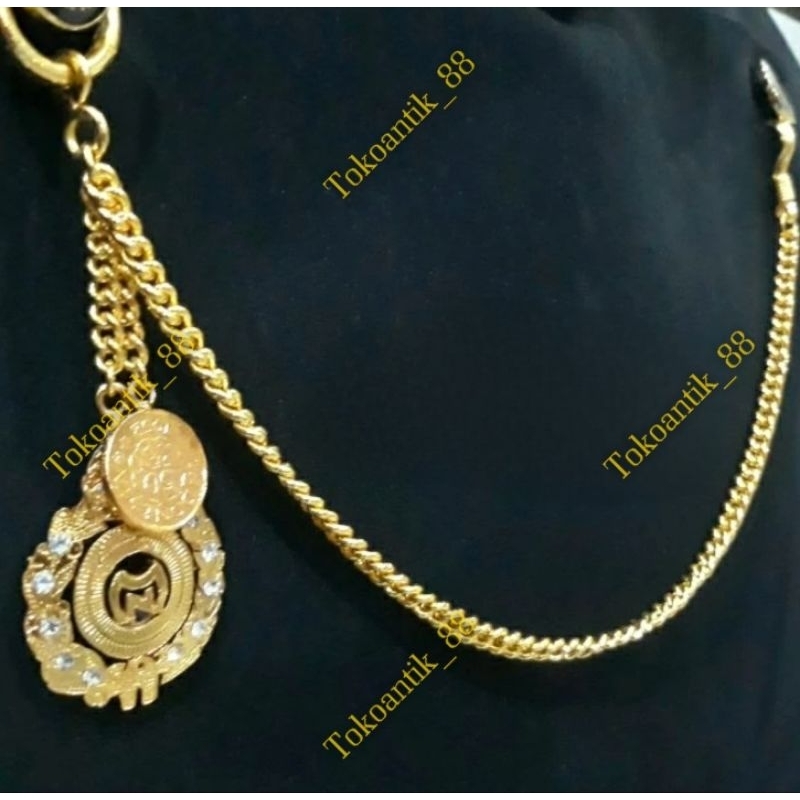 PIN BROS RANTAI BESKAP JAS LOGO KERATON MANGKUNEGARAN SOLO KUNINGAN SEPUH EMAS BATU PERMATA