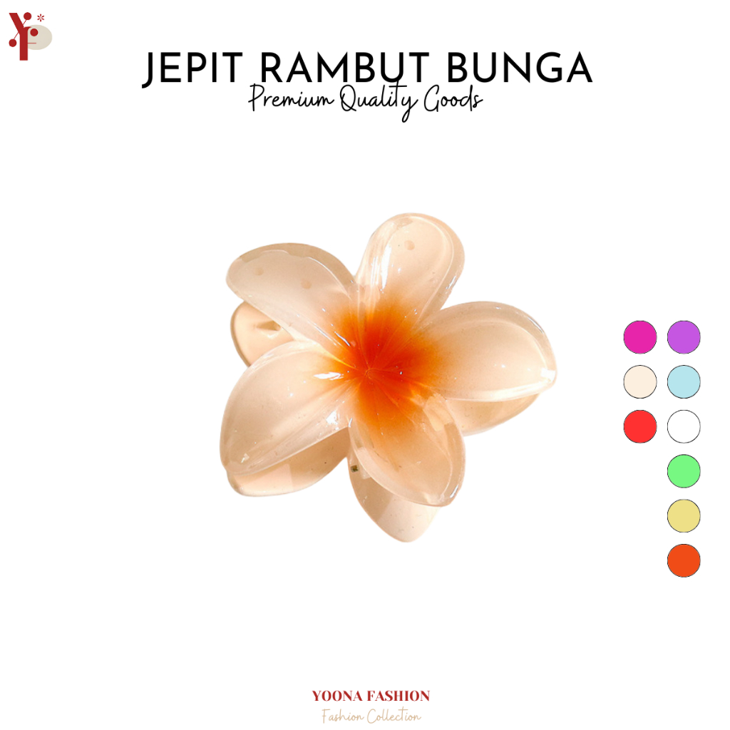 YN JR519 Jepitan Rambut Wanita Bunga Kamboja Hair Clip Bunga Bali Akrilik Aksesori Rambut Cewek