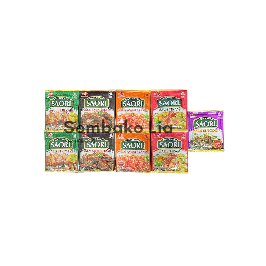 

Saori Saus Tiram Sachet 23ml / Saori Saus Oriental Sachet / Saos Tiram / Saori Saus Teriyaki 22ml / Saos Teriyaki