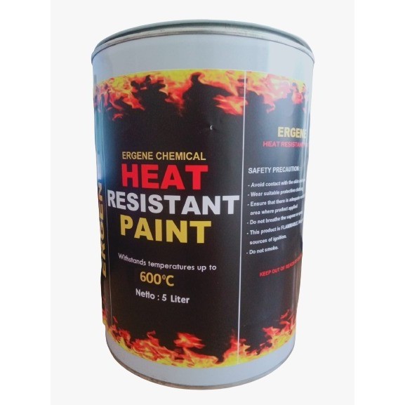 Heat Resistant Paint 600 derajat 5L - Black glossy - Silver - Cat Hi Temp - High Temperature Paint