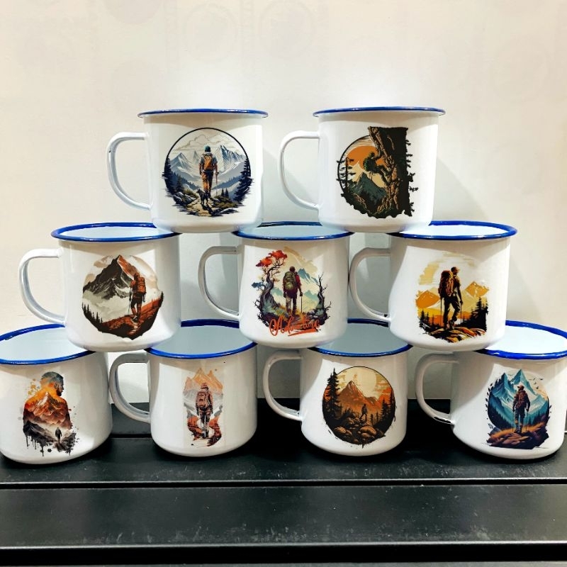 Cangkir Mug Enamel Decal Solo Hiking Camping Gunung #24