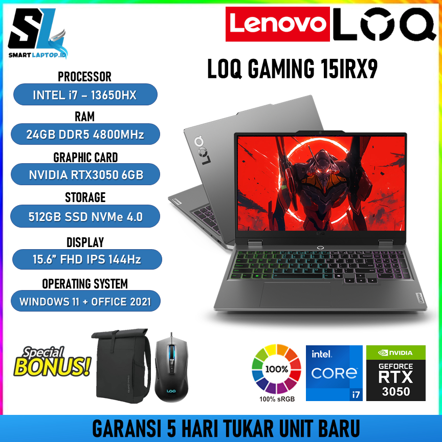 LENOVO LOQ 15 i7-13650HX RTX3050 512GB 15.6" FHD IPS sRGB 100% W11 OHS
