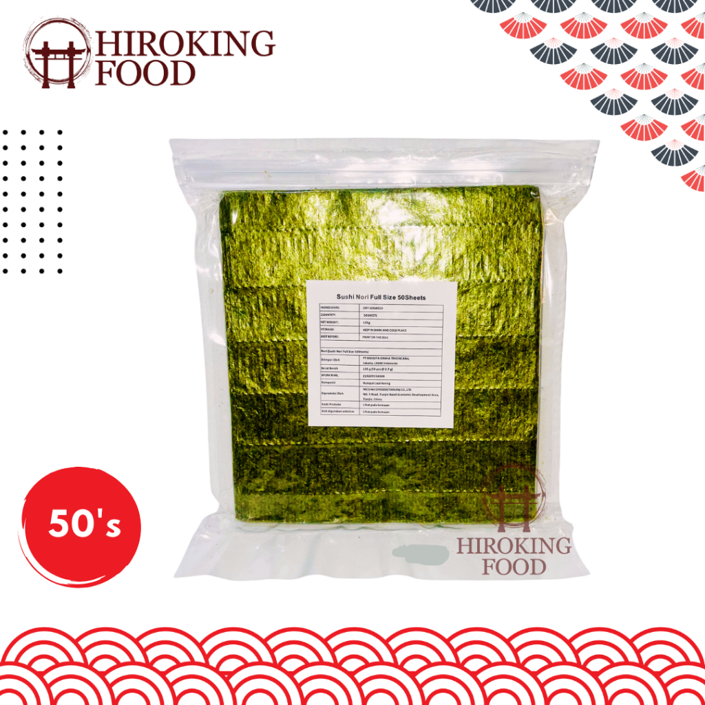 

HIROKING FOOD NICO Sushi Nori Rumput Laut Full Size 50 S │ Nori Gimbab Import Lembar Rumput Laut