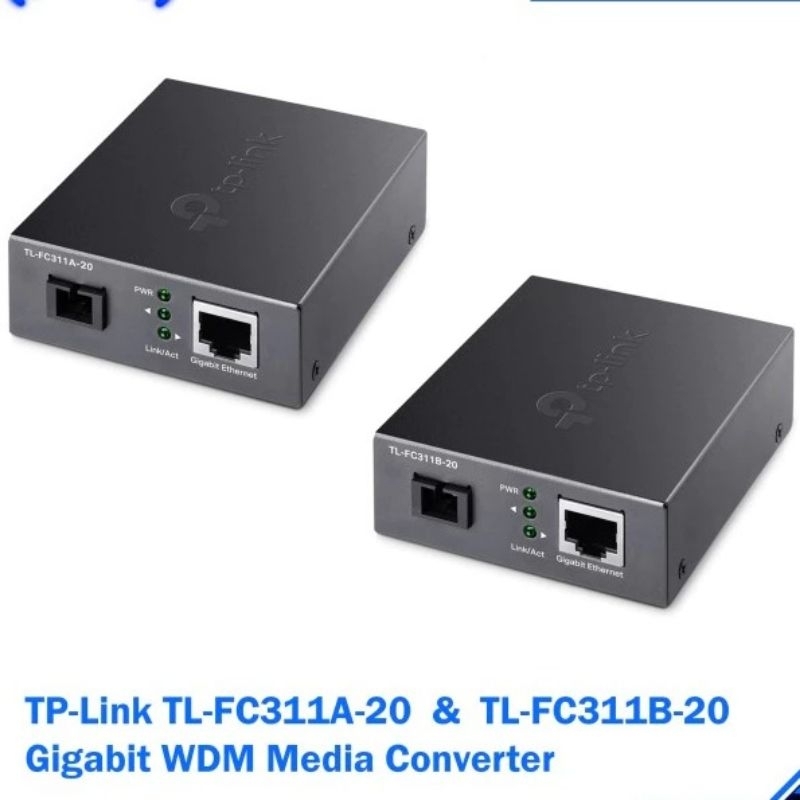 TPLINK TP-Link TL-FC311A-20 + TL-FC311B-20 Gigabite Media Converter FO Fiber Optik