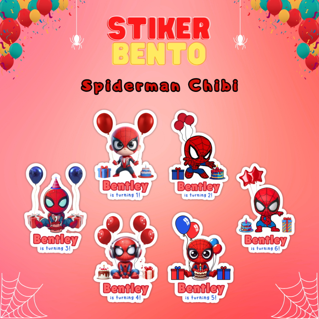 

[Spiderman Chibi] Cetak Sticker Bento Birthday Custom Happy Birthday Anak I Label Birthday Sticker Bento Custom Tema