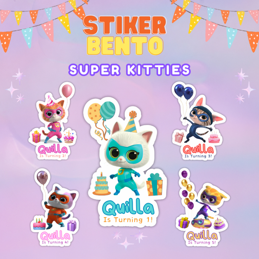 

[Super Kitties] Cetak Sticker Bento Birthday Custom Happy Birthday Anak I Label Birthday Sticker Bento Custom Tema