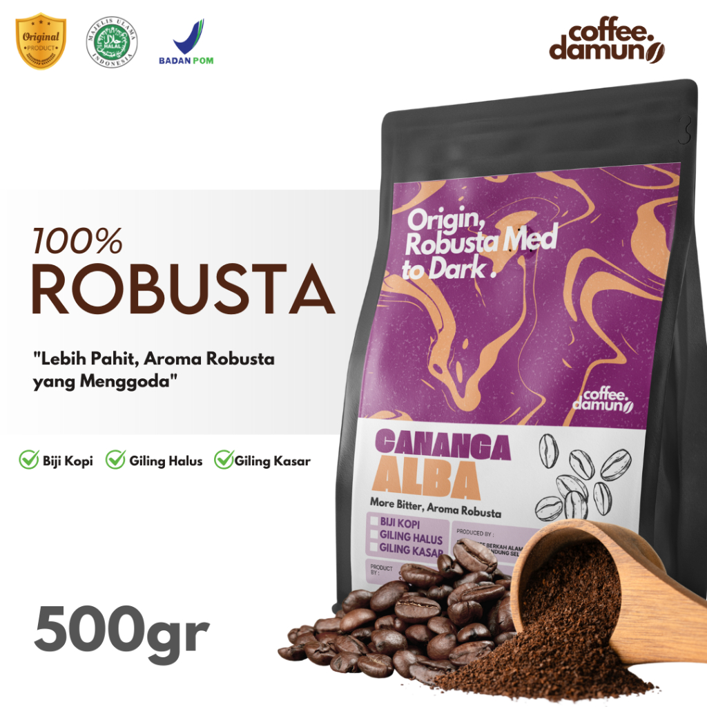 

Biji Kopi Bubuk Giling Kasar Halus 100% Robusta Coffe Bean 500gr Manual Brew Espresso Wangi