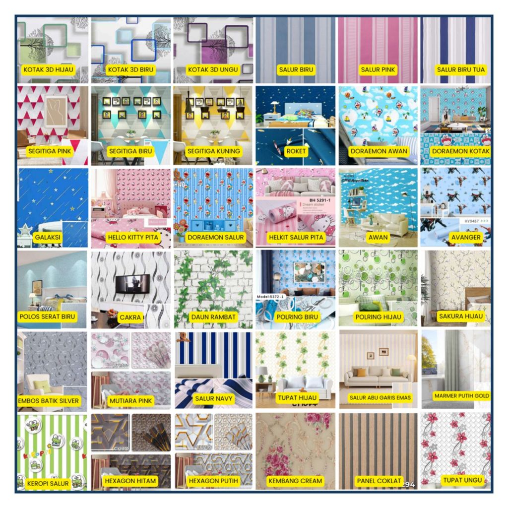 Wallpaper Sticker Dinding Termurah - Wallpaper Kamar Tidur - Brand Sooku - Orange - KCT