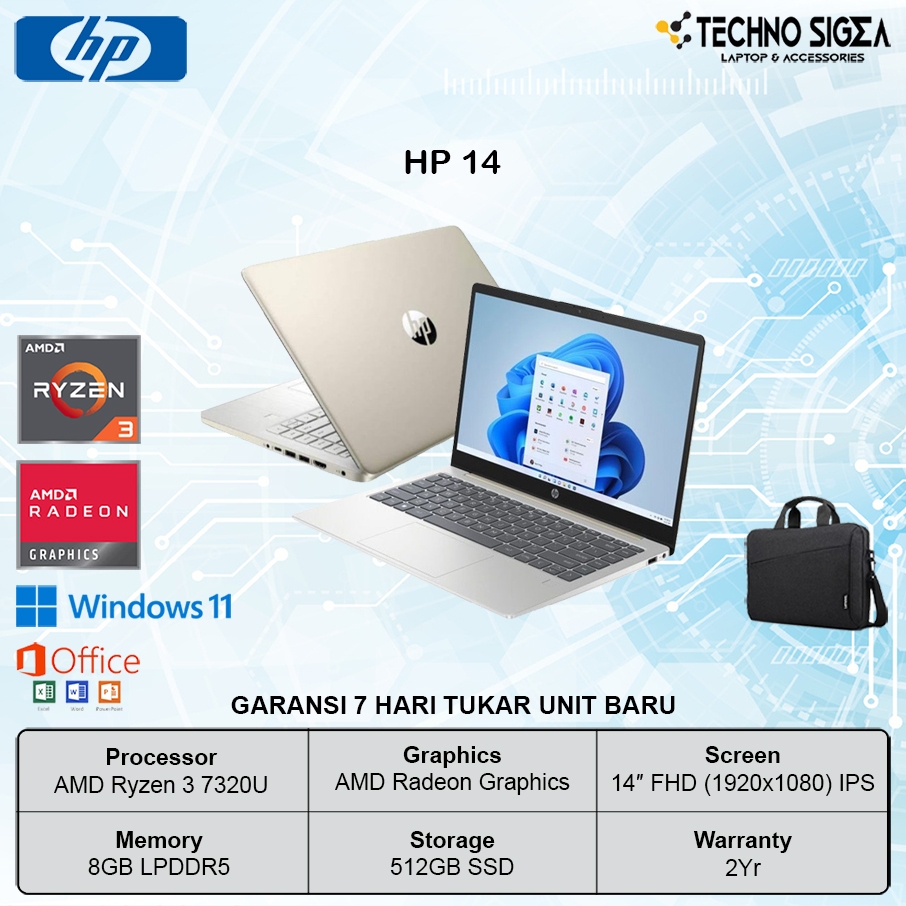 HP 14 Ryzen 3 7320 8GB 512GB 14.0 FHD IPS