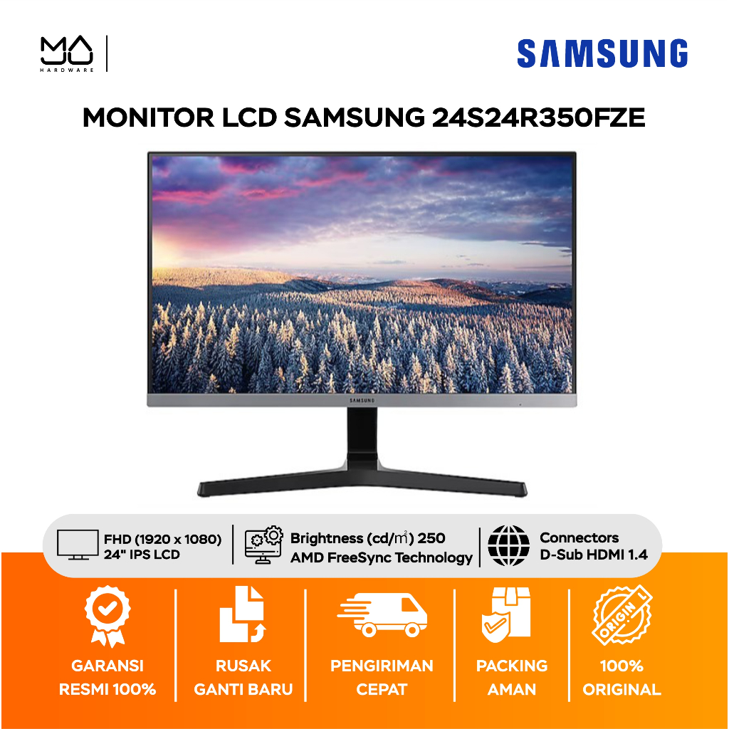 Monitor Samsung 24" 75hz S24R350 IPS FHD HDMI LED (LS24R350FZE) - Garansi Resmi