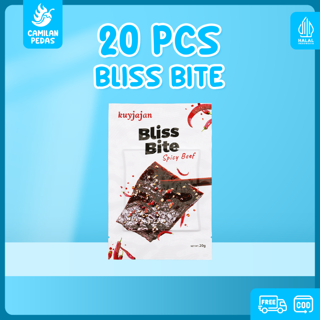 

[HALAL] [20-50PCS] Snack Bliss Bite Camilan Pedas 20gr Spicy Beef Makanan Ringan Dendeng