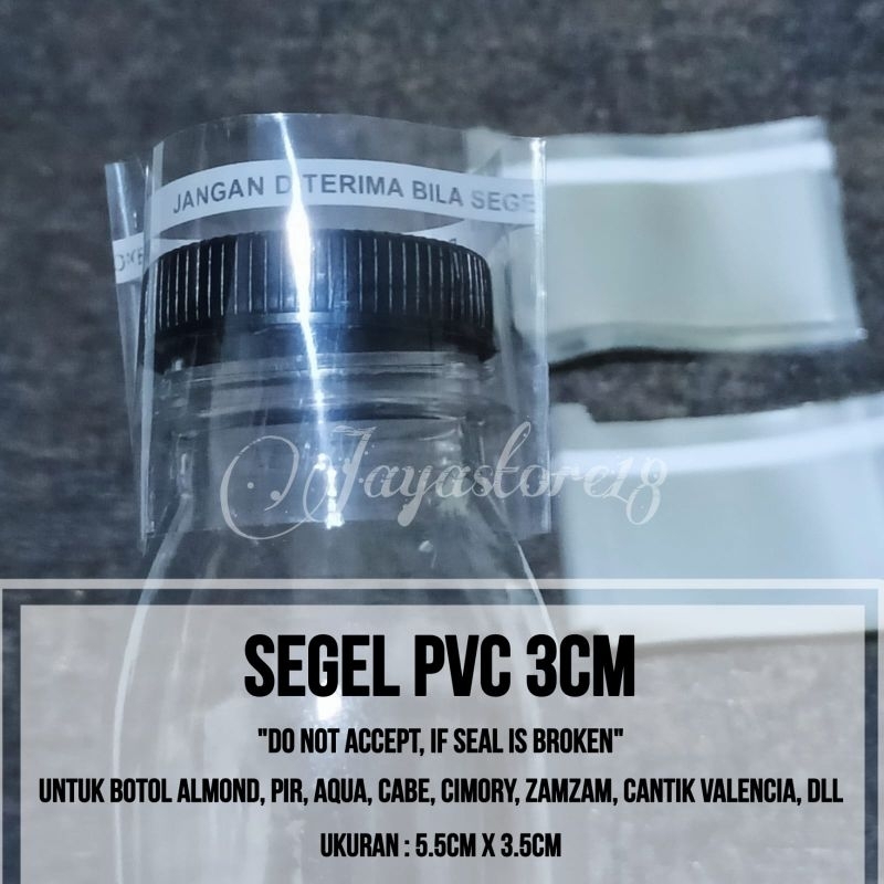 SEGEL PLASTIK PVC 3cm BOTOL Aqua Marjan Cantik Valencia Pir Pear Zamzam Jelly 100ml Almond 250ML 500
