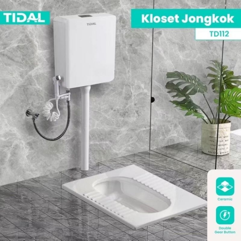 CLOSET JONGKOK FLUSH/OTOMATIS TIDAK TD112 KOMPLIT SET PUTIH