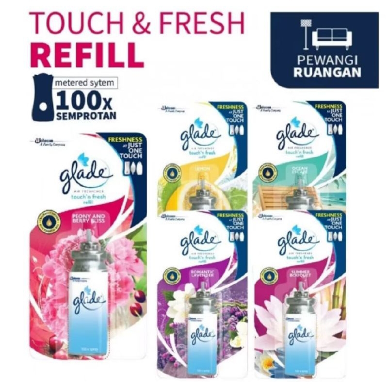 Glade touch & fresh pengharum ruangan Refill alat set mini spray tekan + Refill 9gram