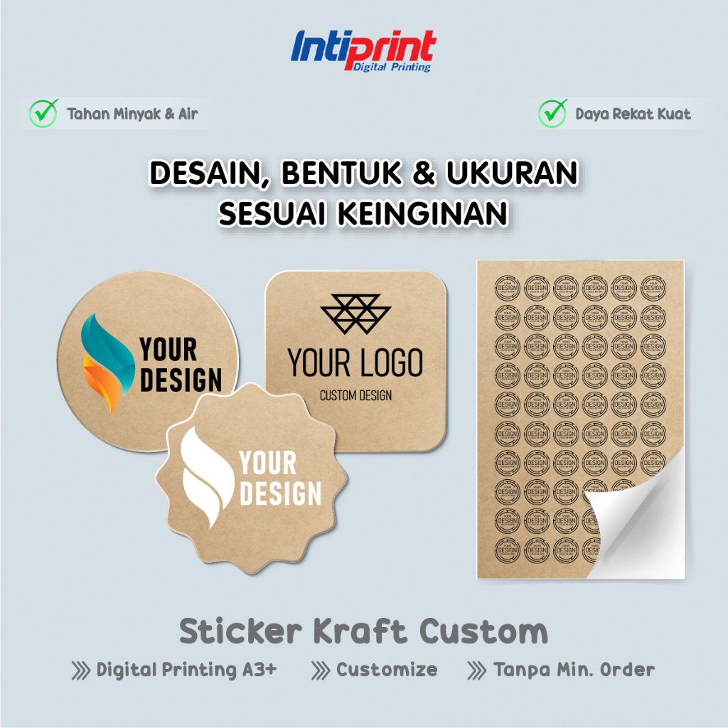 

Cetak Stiker Kraft Custom / Print Sticker Segel Label Kemasan Kraft Coklat Tahan Air