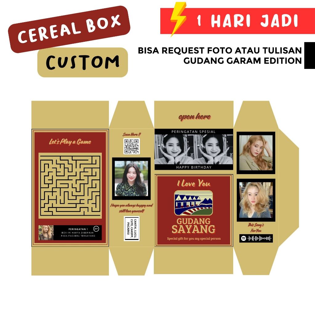 

cereal box custom edisi gudang garam | giftbox custom |cereal gift box | kado lucu | kado ulang tahun | sereal box