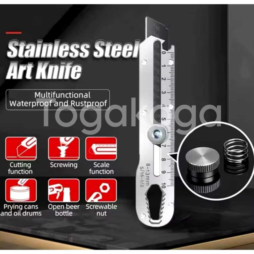 

Pisau Cutter Stainless Besi 9in1 Cutter Stainless Pemotong Kertas Tajam Anti Karat cuter piso besi