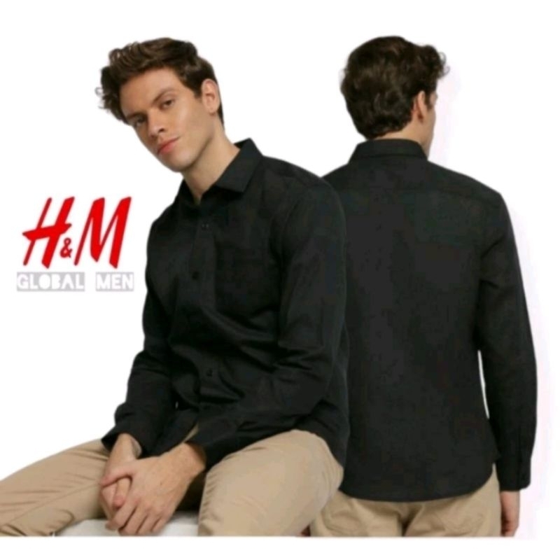 kemeja HM kemeja pria hitam kemeja pria putih kemeja lengan panjang hitam kemeja lengan panjang puti