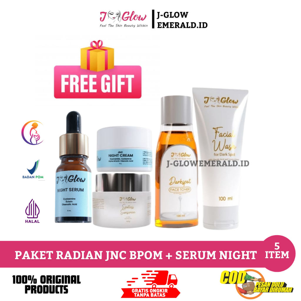 JGLOW Skincare Flek Leguler Malam JNC Bpom +Serum Malam Paket Perawatan Untuk Kulit Wajah Flek Hitam