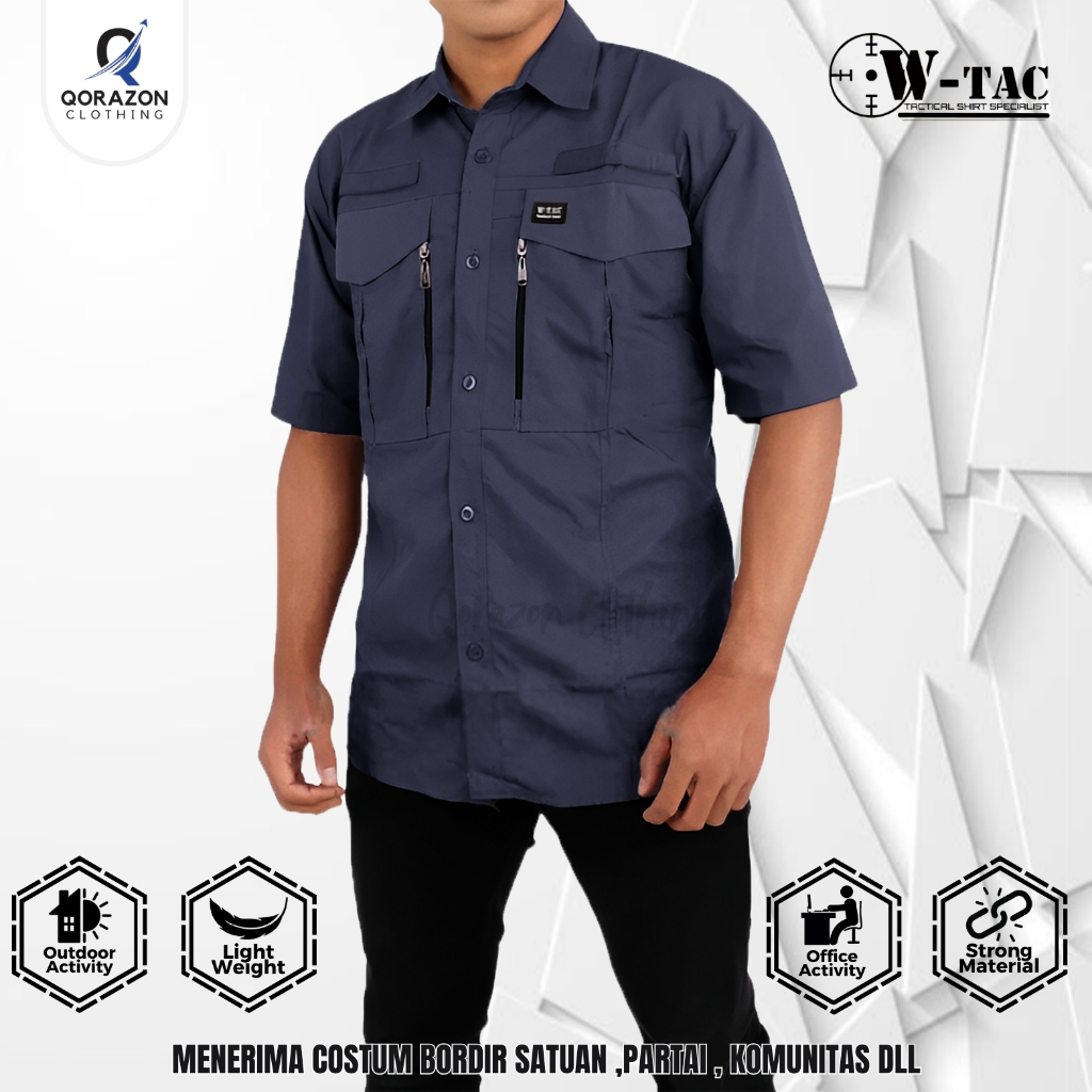 Kemeja Tactical W-TAC ORIGINAL Putih Lengan Pendek Baju Kantor Lapangan Reskrim Outdoor Activities