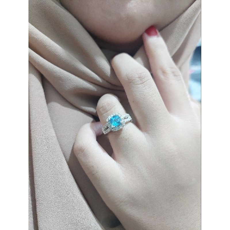 cincin perhiasan perak asli berlian berkualitas(batu permata asli)