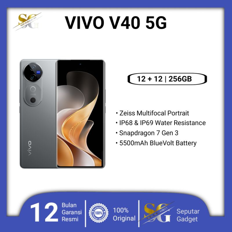 Vivo V40 5G (12/256GB) - Snapdragon 7 Gen 3 Zeiss Multifocal Portrait Garansi Vivo Indonesia