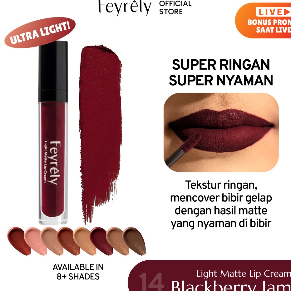 Extra FEYRELY Lht Matte Lip Cream  14 Blackberry Jam Deep Berry Burgundy