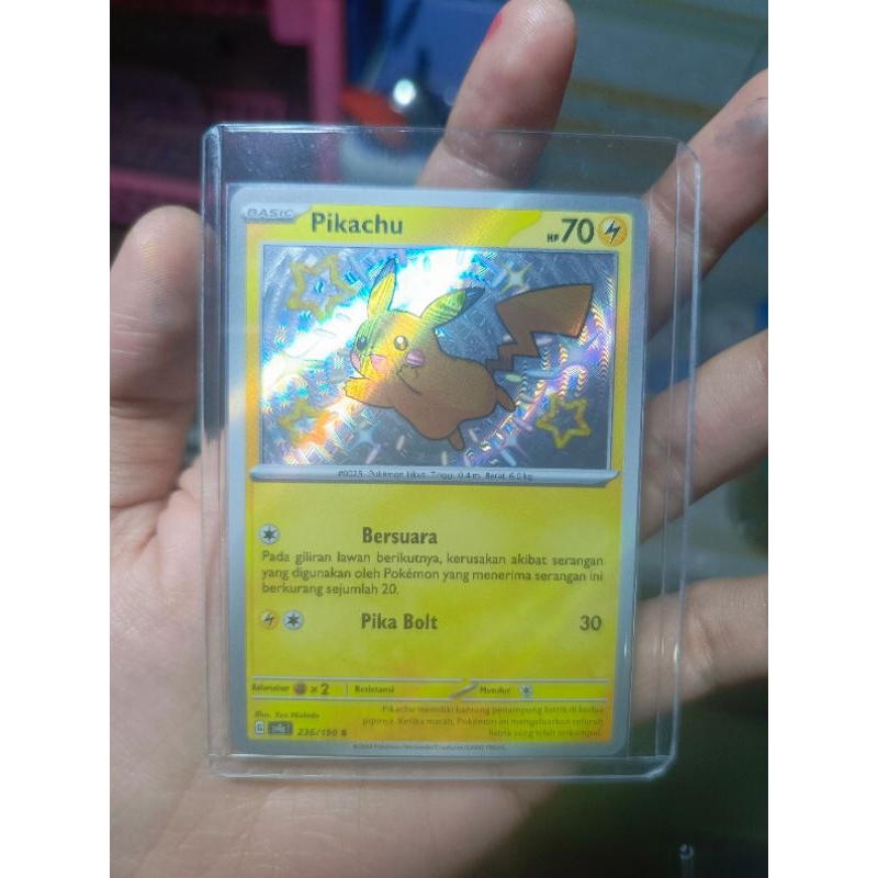 Pokemon Tcg Indonesia shiny Baby Pikachu sv4a 236/190 kartu pokemon seri harta berkilau ex