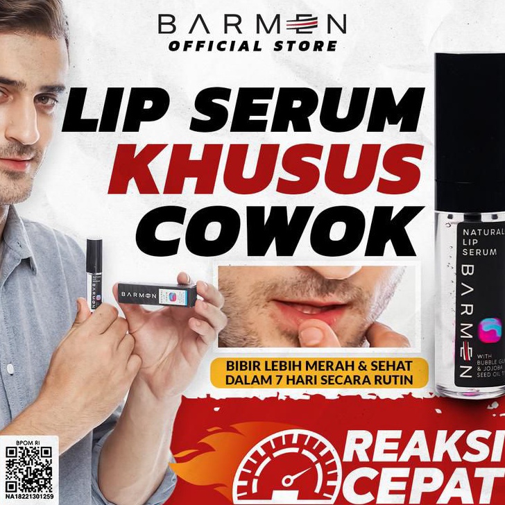 Top BARMEN Natural Lips Serum  Mencerahkan Bibir Hitam Pria