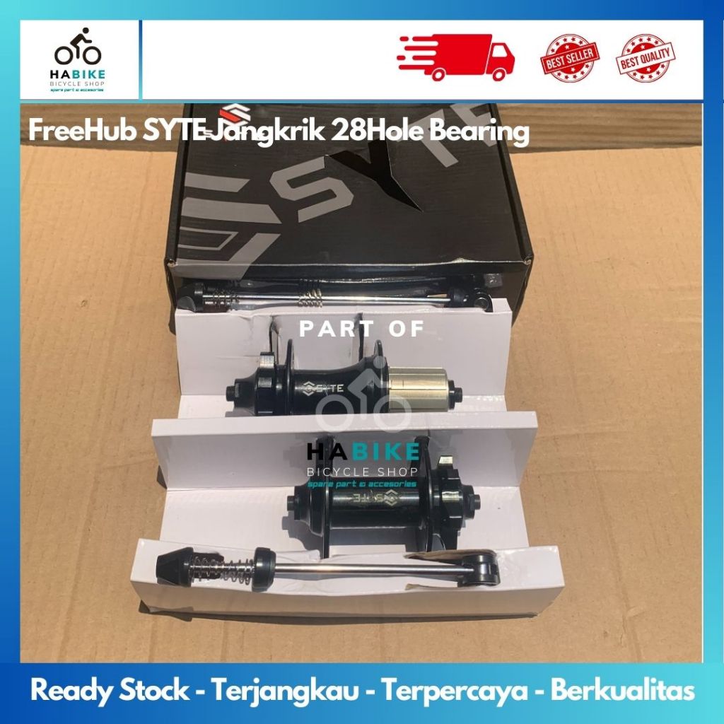 Hub freehub SYTE F/R HUB Alloy Lobang 28  Hole TAWON 6 PAWLS - Hitam, 28 hole Hub Jangkrik/Tawon Mod