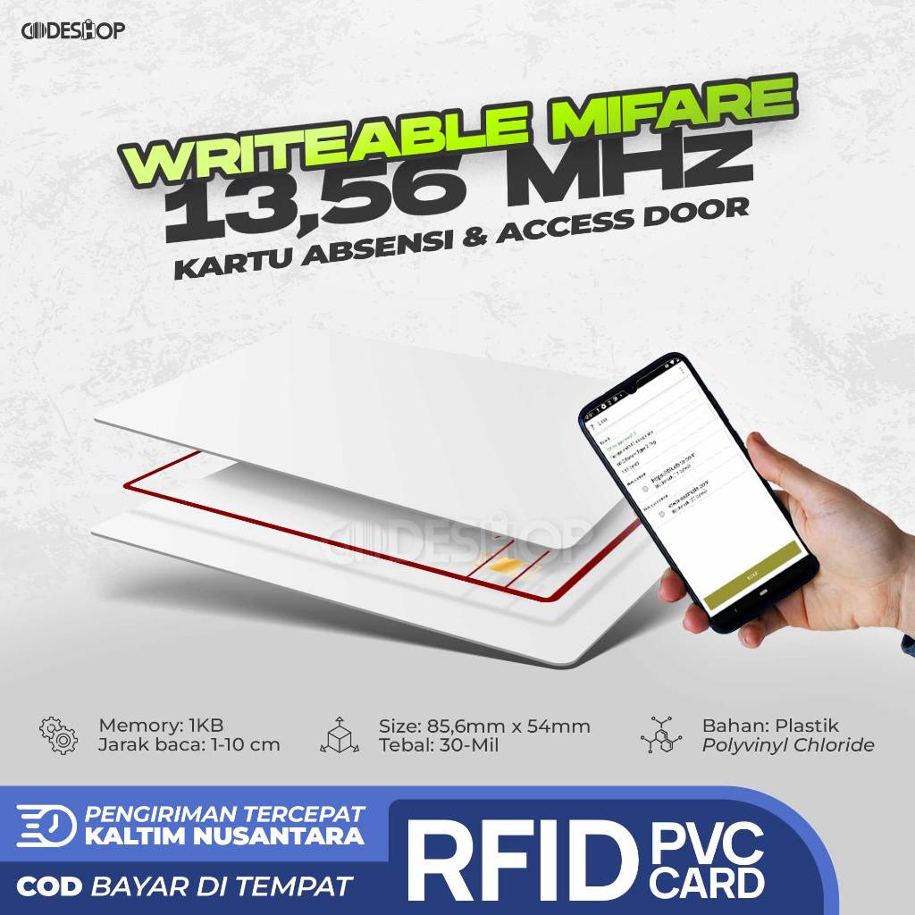 

Kartu RFID Mifare 13.56 MHz 1K Duplicate UID Clone Copy Read Write Android Akses ID Card Printer