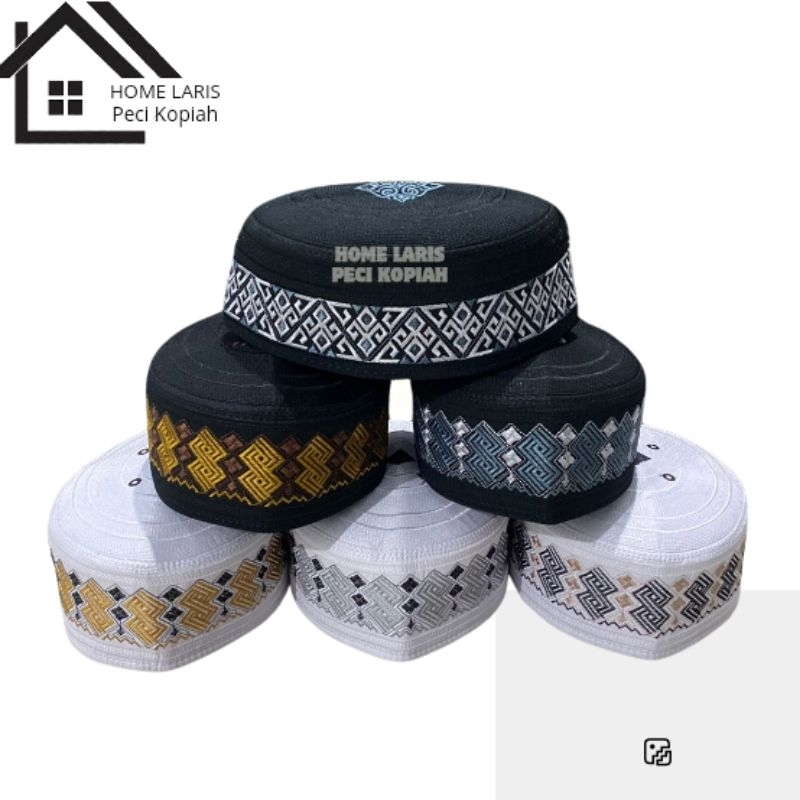 (COD) Peci Kopiah Putih Malaysia Dapak / Peci Kopiah Hitam Dapak Motif / Peci Pria Santri