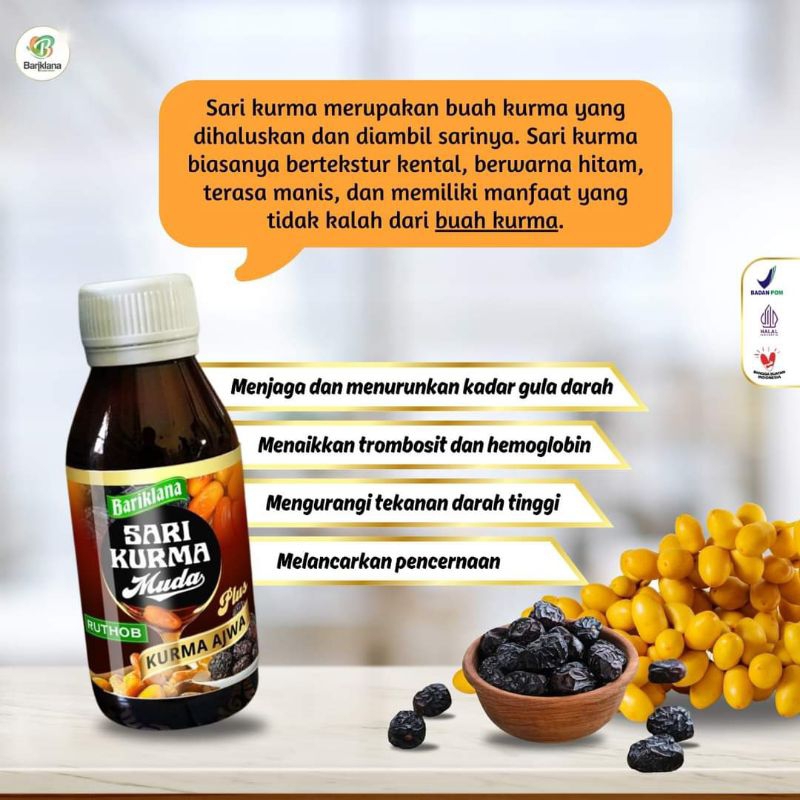 SARI KURMA RUTHOB PLUS AJWA 125ml, SARI KURMA BARIKLANA