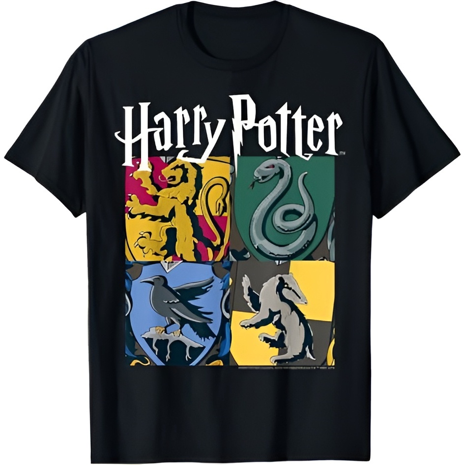 BAJU KAOS Harry Potter Hogwarts House Box Up T-Shirt - Kaos Harry Potter Katun Nyaman Keren Reguler