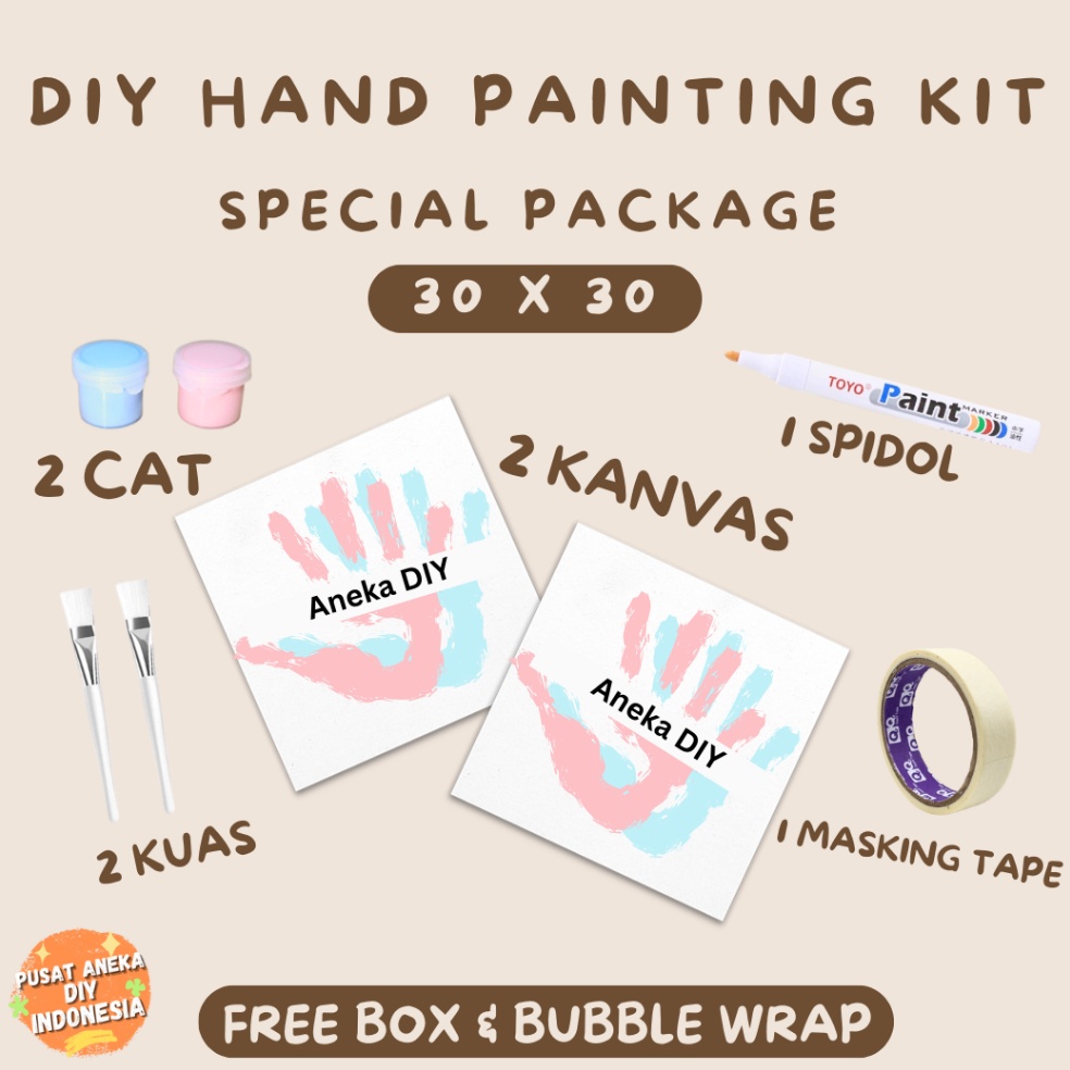 

Spesial Terbaru DIY Hand Painting Kit 1 Set Canvas Board Couple Kanvas Lukis Cap Tangan Pasangan Lengkap 2x2 2x3 3x3 3x4