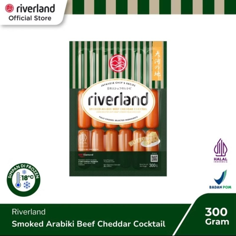 

riverland smoked arabiki beef cheddar cocktail 300 gr frozen food / sosis asap smoke sausages