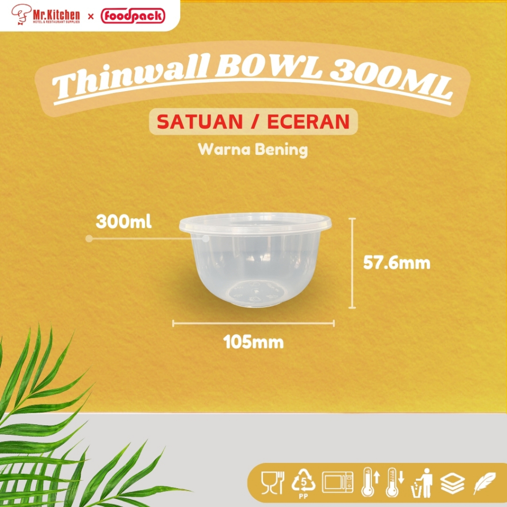 [ECERAN] 300ml Thinwall BOWL / MANGKOK BOWL Plastik + TUTUP CUP