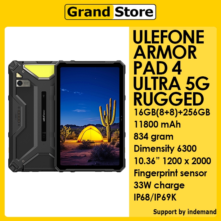 ULEFONE ARMOR PAD 4 ULTRA 5G 16GB+256GB Dimensity 6300 11800mAh NFC Fingerprint sensor Rugged Tablet