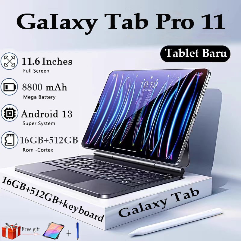 Tablet baru 11.6inch【16GB+512GB】Galaxy Tab Pro11 untuk pembelajaran dan hiburan kantor ultra tipis S