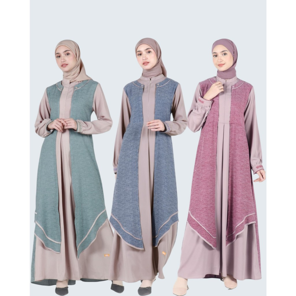 GAMIS ARETA MAROON PASTEL GREEN NAVY ORIGINAL BY NBRS FASHION BAJU BUSANA MUSLIM WANITA DEWASA DRESS