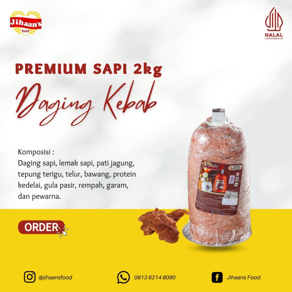 

Daging Kebab Premium Sapi 2 Kg - Jihaan's Food Medan